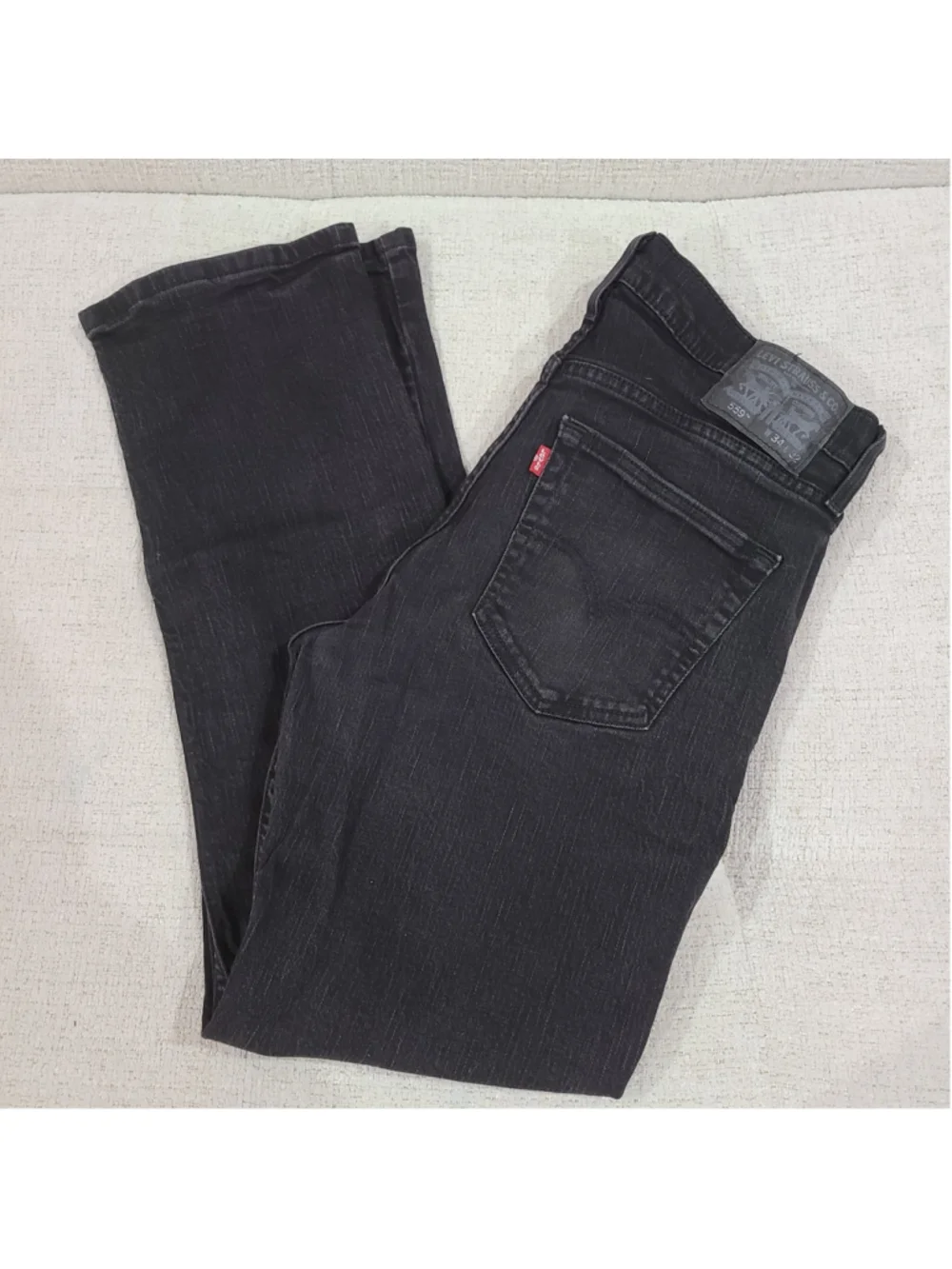 Levi's 559 Relaxed Straight Jeans Mens 34x32 Black Stretch Denim